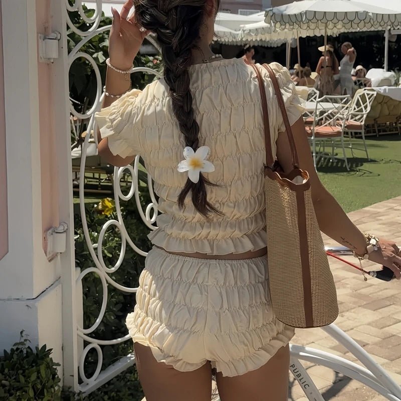 Hanna Elastický smocked krátký set
