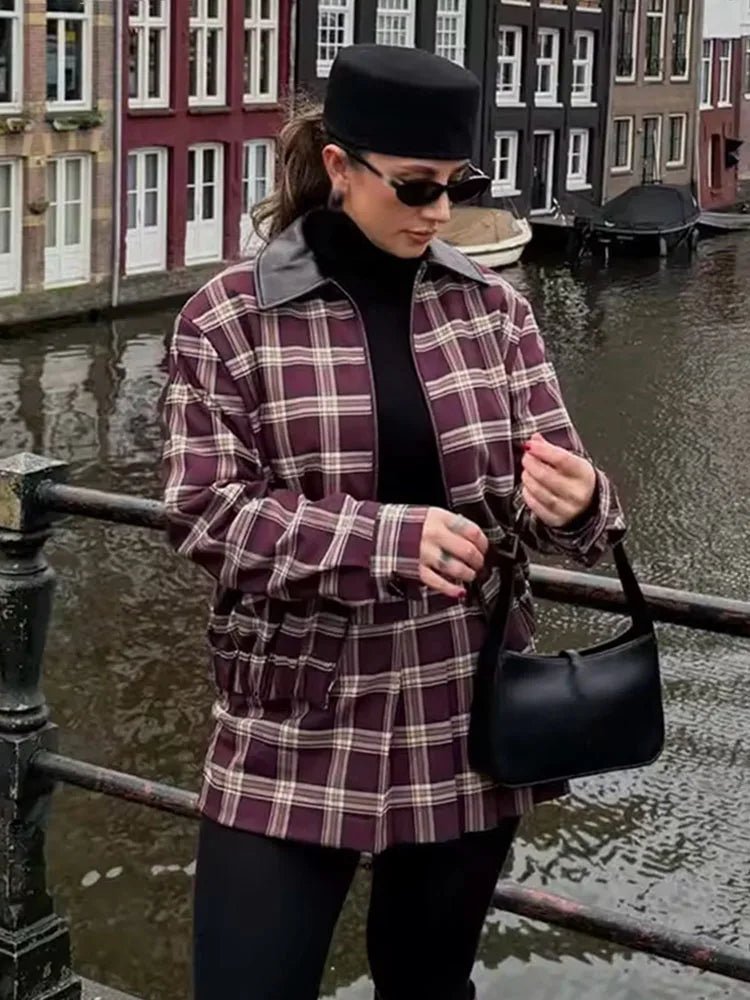 Jessica kostkovaný bomber + sukně set