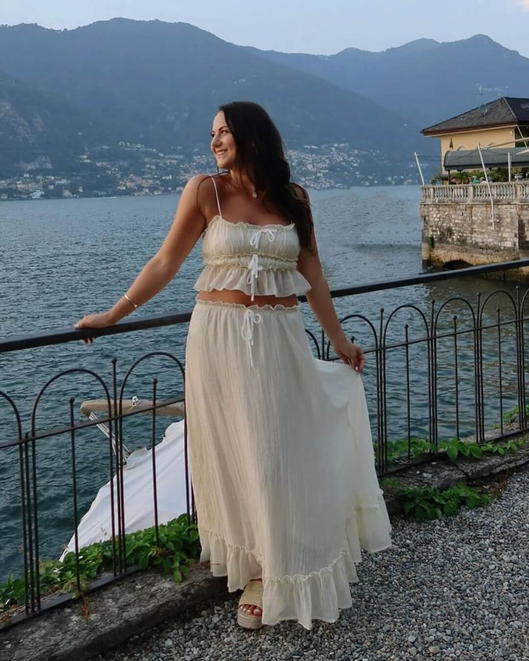 Julia rýhovaný top a maxi sukně set