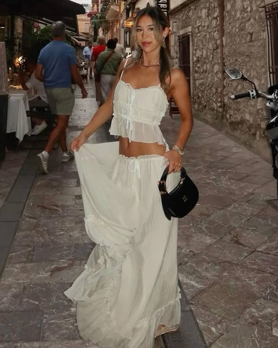 Julia rýhovaný top a maxi sukně set