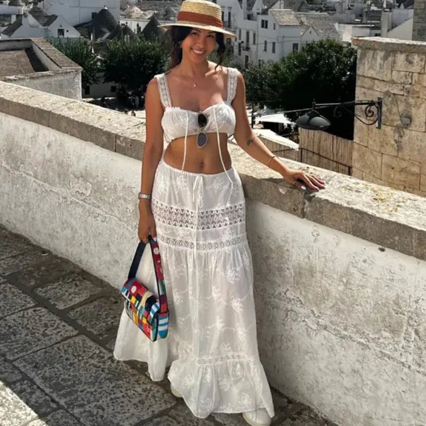 Sada Margot Bohemian crop top a maxi sukně