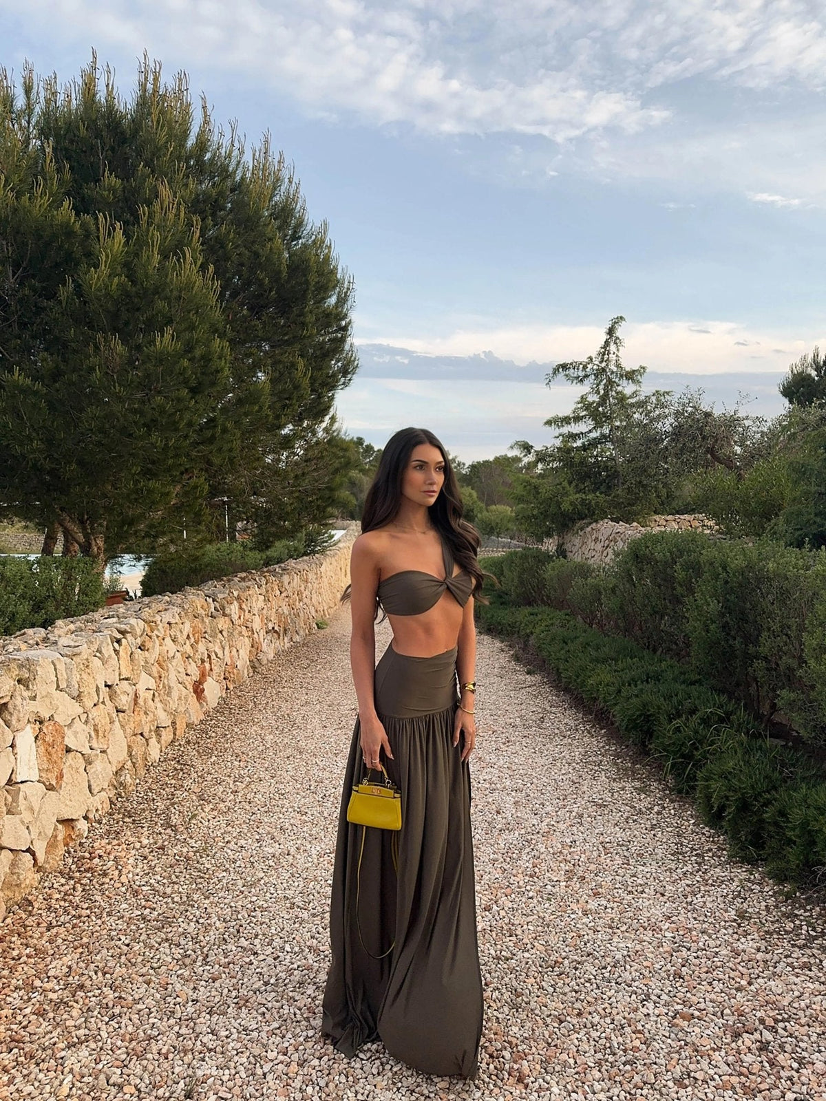 Miranda Twistovaný crop top a maxi sukně set