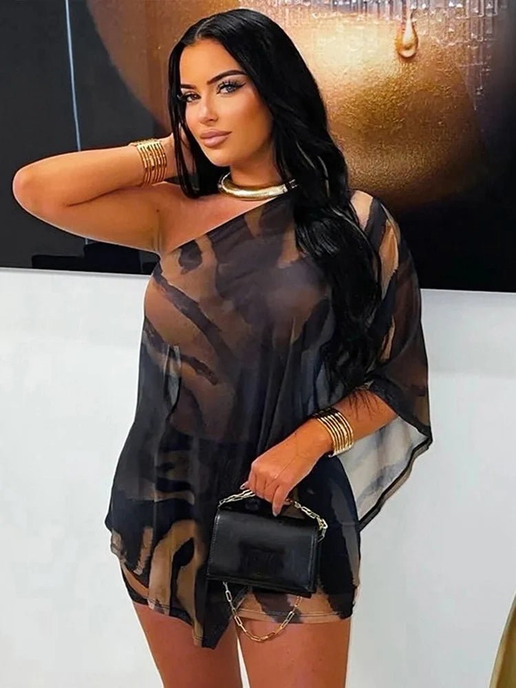 Zaida pruhovaný crop top a sukně se vzorem zebra