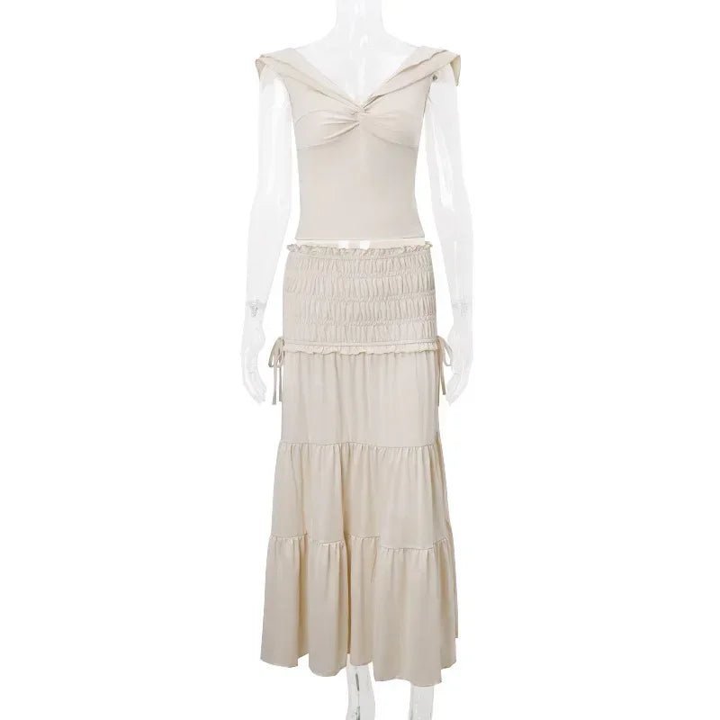 Zendaya set: volánkový crop top a maxi sukně