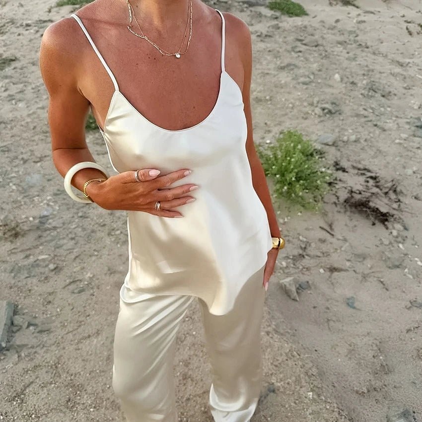 Sienna Champagne saténové pyžamo