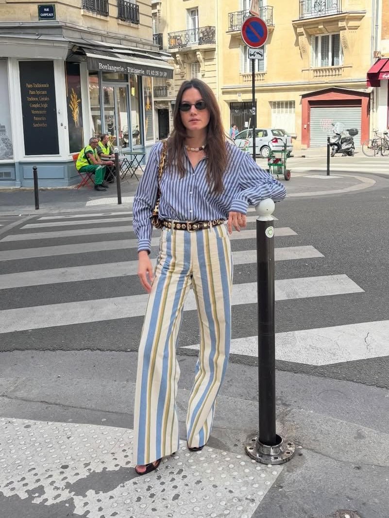 Valerie nízko sedící pruhované kalhoty