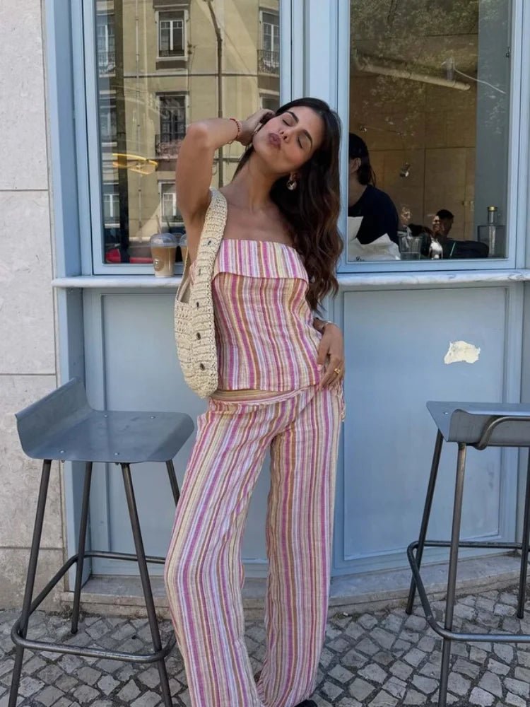 Valerie nízko sedící pruhované kalhoty
