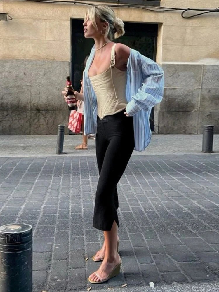 Juliette černé tříčtvrteční kalhoty
