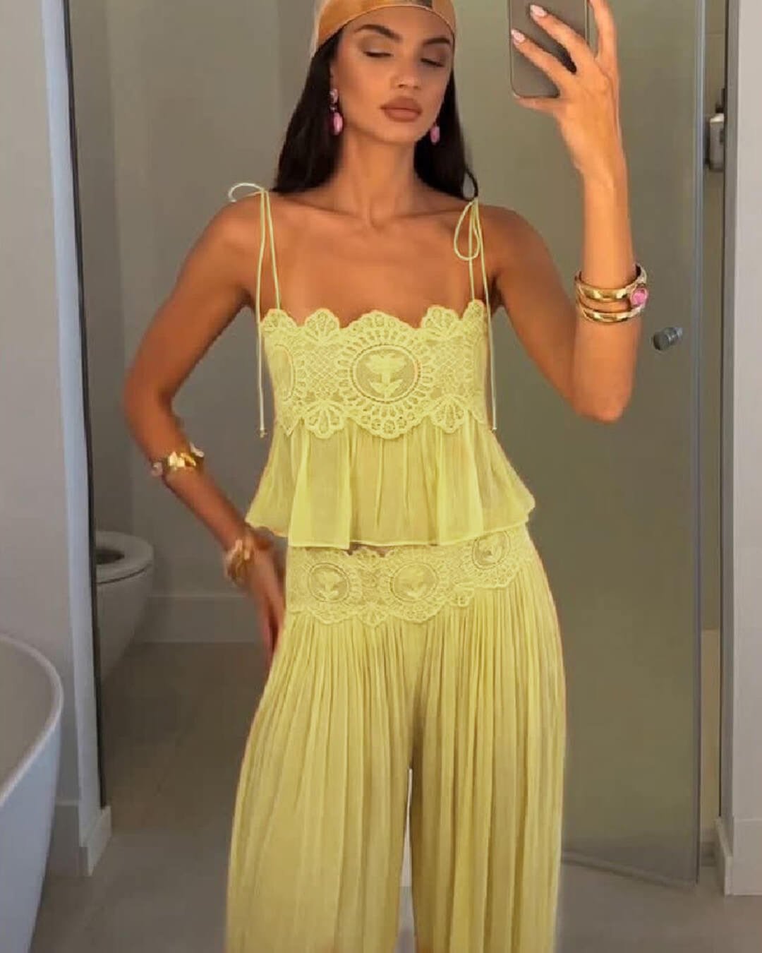 Aiselma krajkový šifonový set kalhot