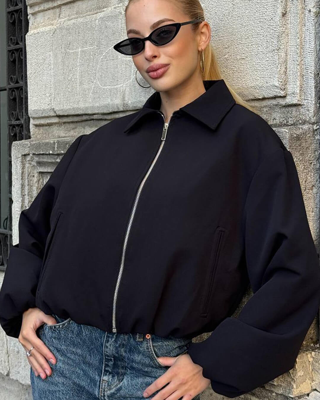 Seraphina bomber bunda s nabíranými rukávy