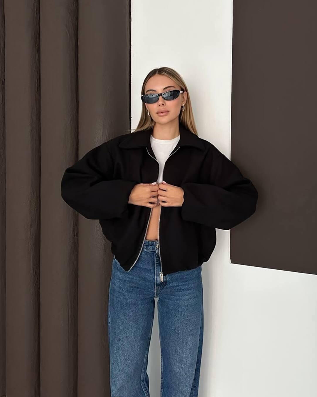 Seraphina bomber bunda s nabíranými rukávy