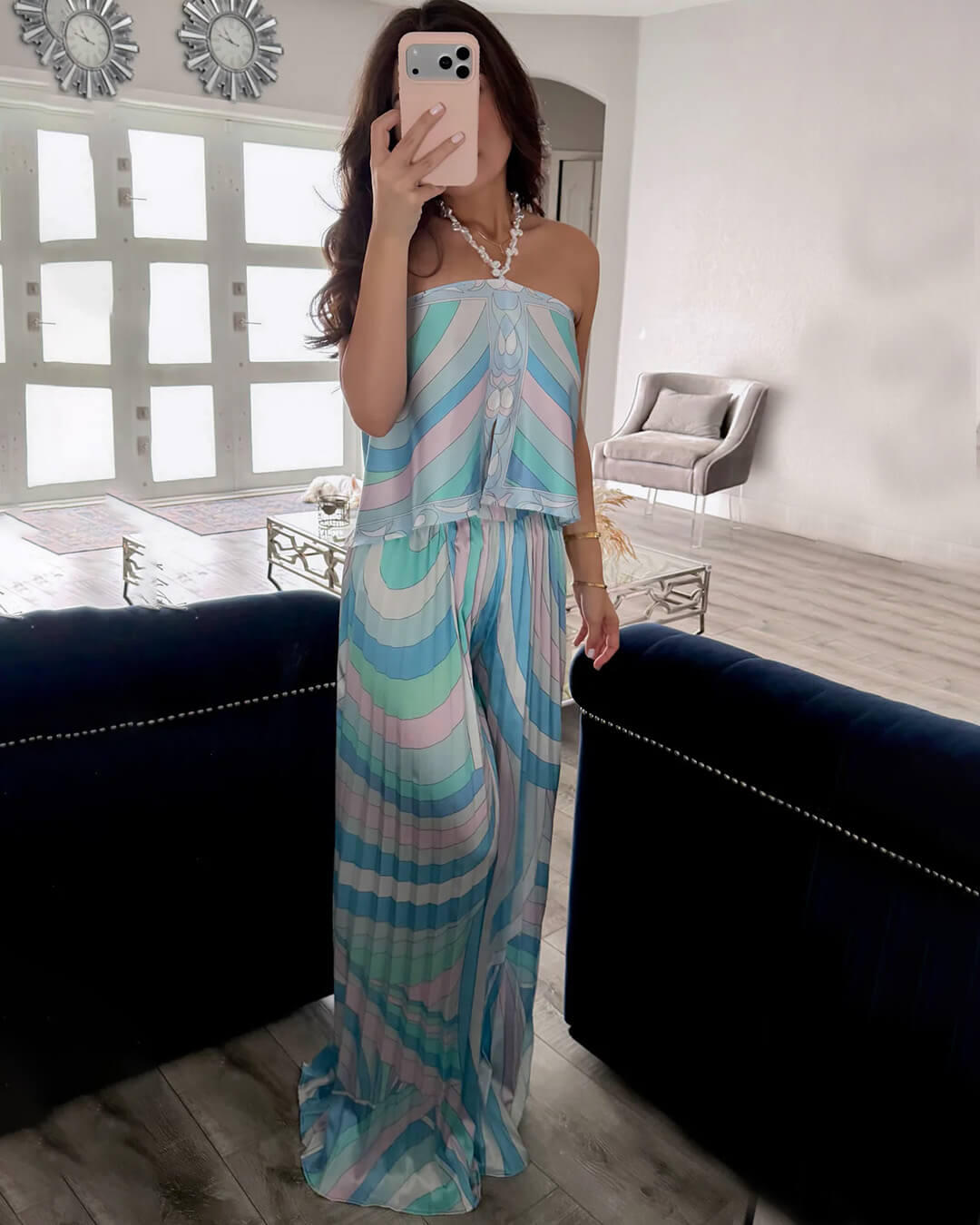 Nora plisované capri kalhoty, kompletní set