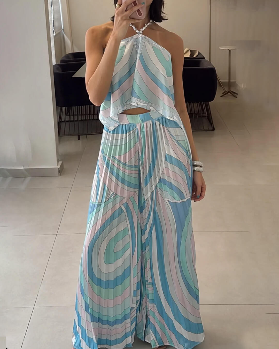 Nora plisované capri kalhoty, kompletní set