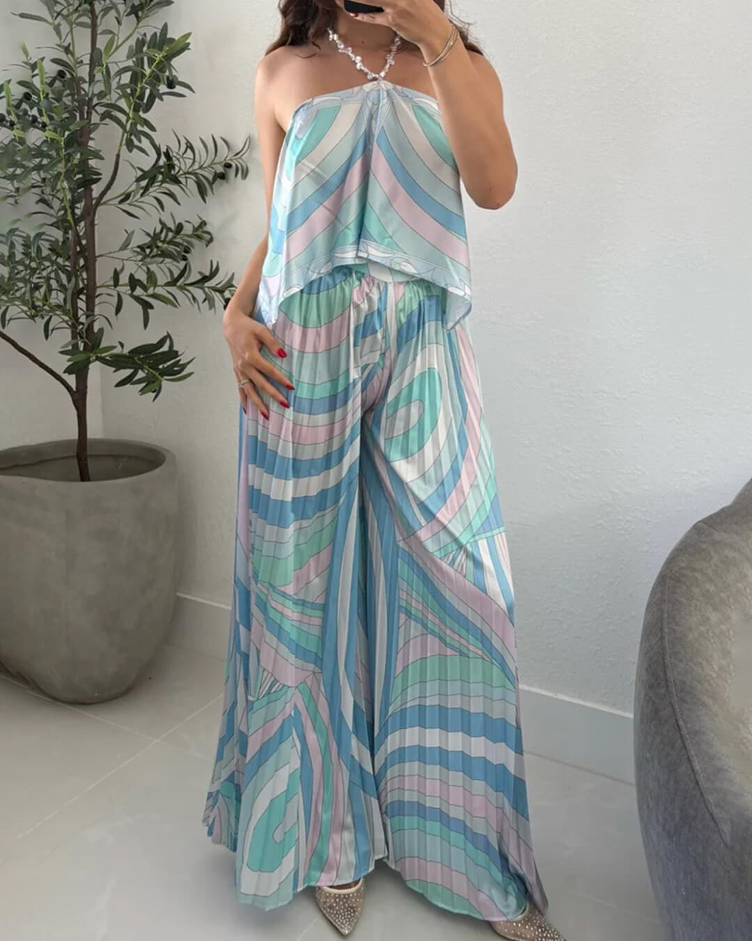 Nora plisované capri kalhoty, kompletní set