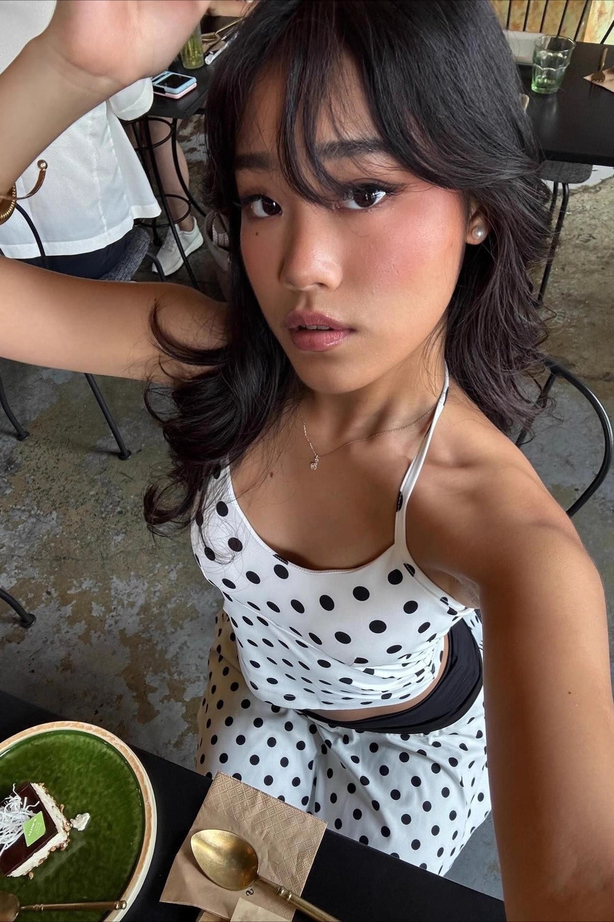 Verity Halter Crop Set s puntíky