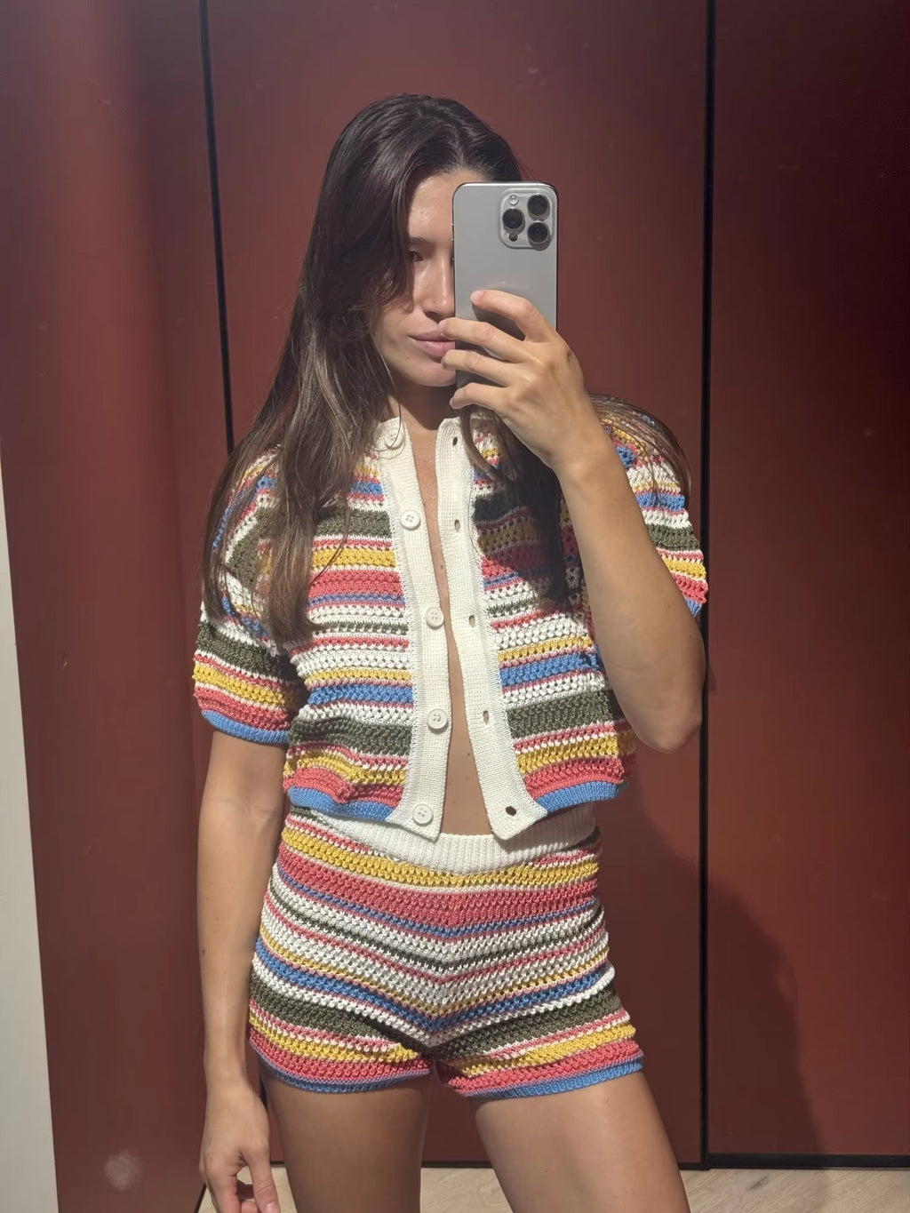 Margot pruhovaná pletená crop souprava