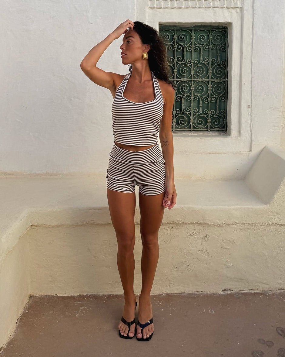 Lucy pruhovaný halter top a šortky set