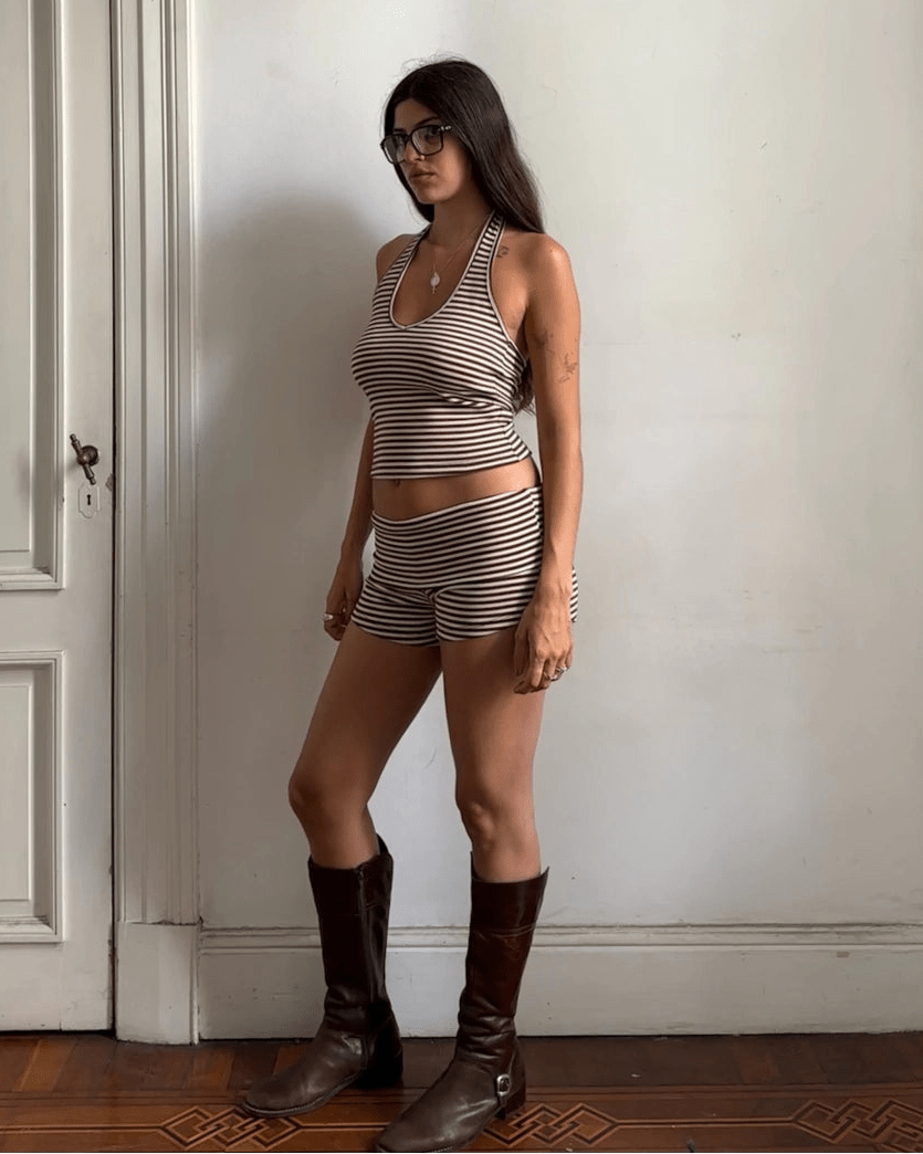 Lucy pruhovaný halter top a šortky set