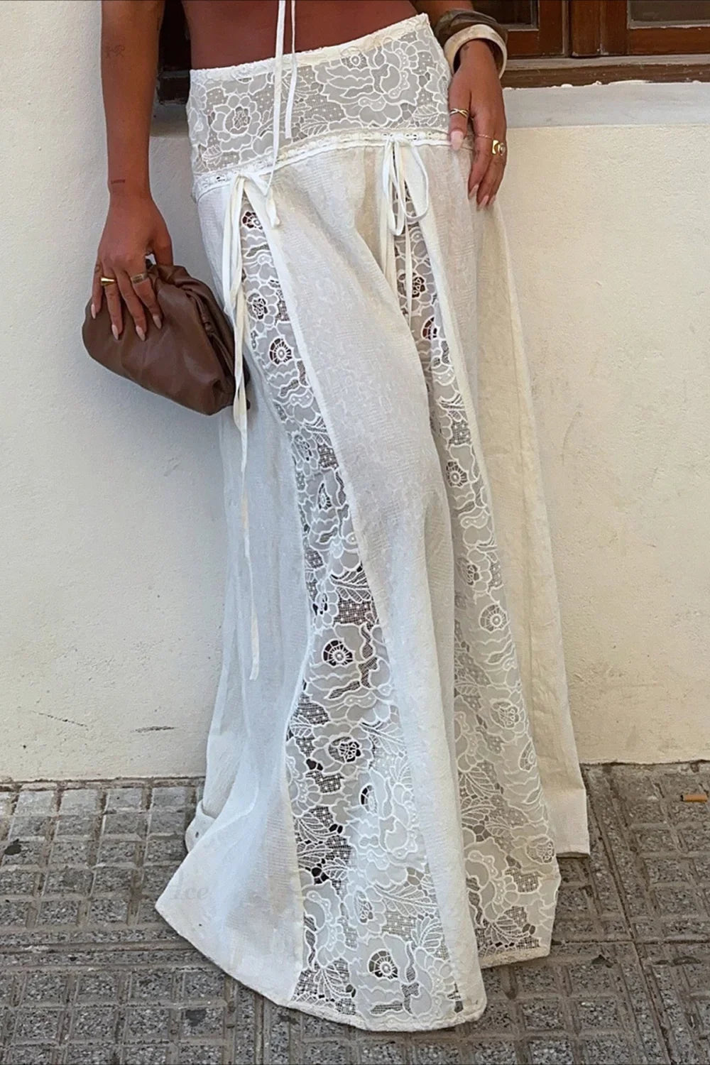 Afsana Boho krajková patchwork maxi sukně