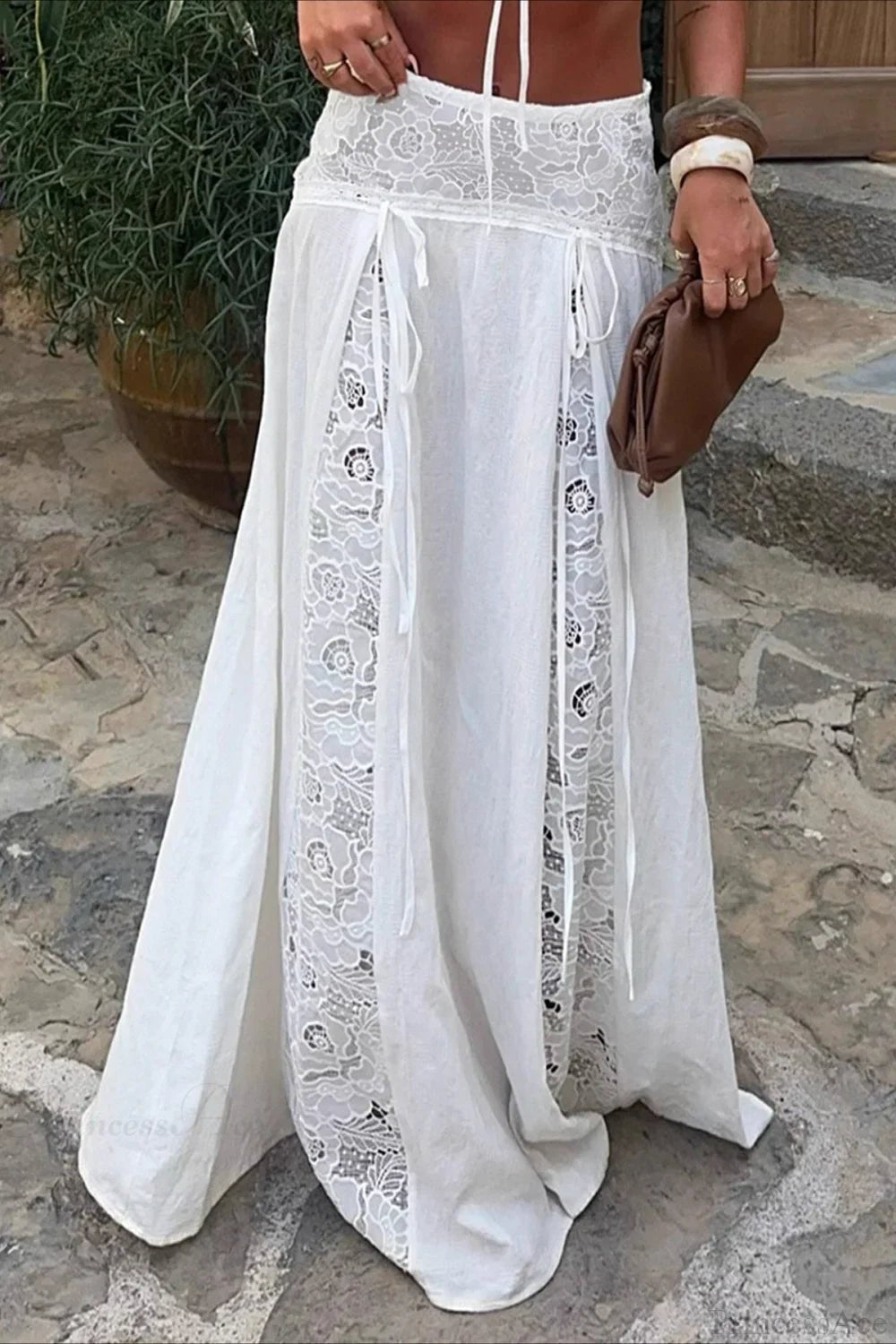 Afsana Boho krajková patchwork maxi sukně