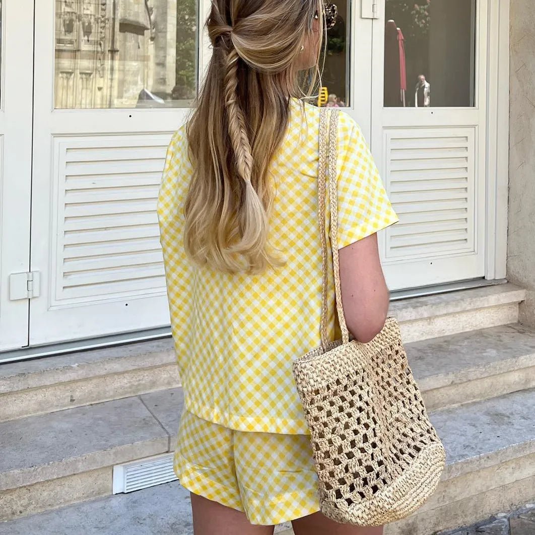 Kostkový babydoll pyžamový set Anna