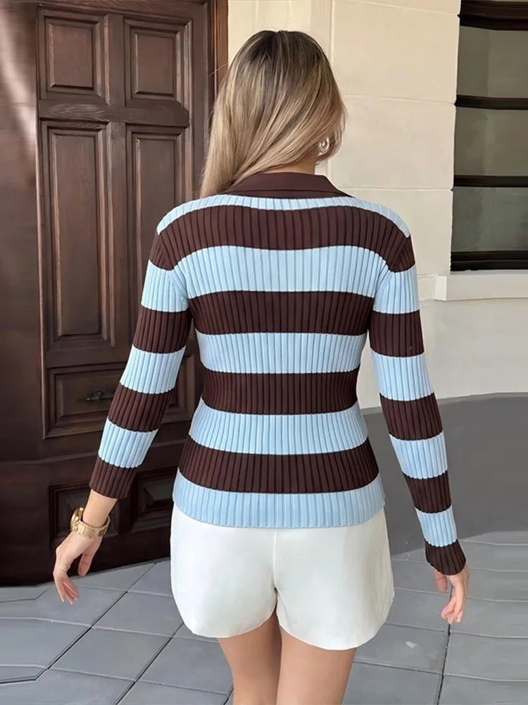 Pruhovaný polokošilový svetr Alicia