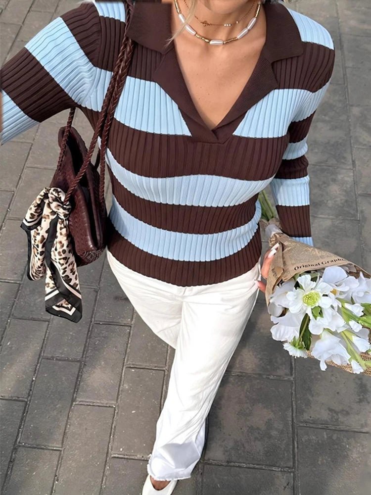 Pruhovaný polokošilový svetr Alicia