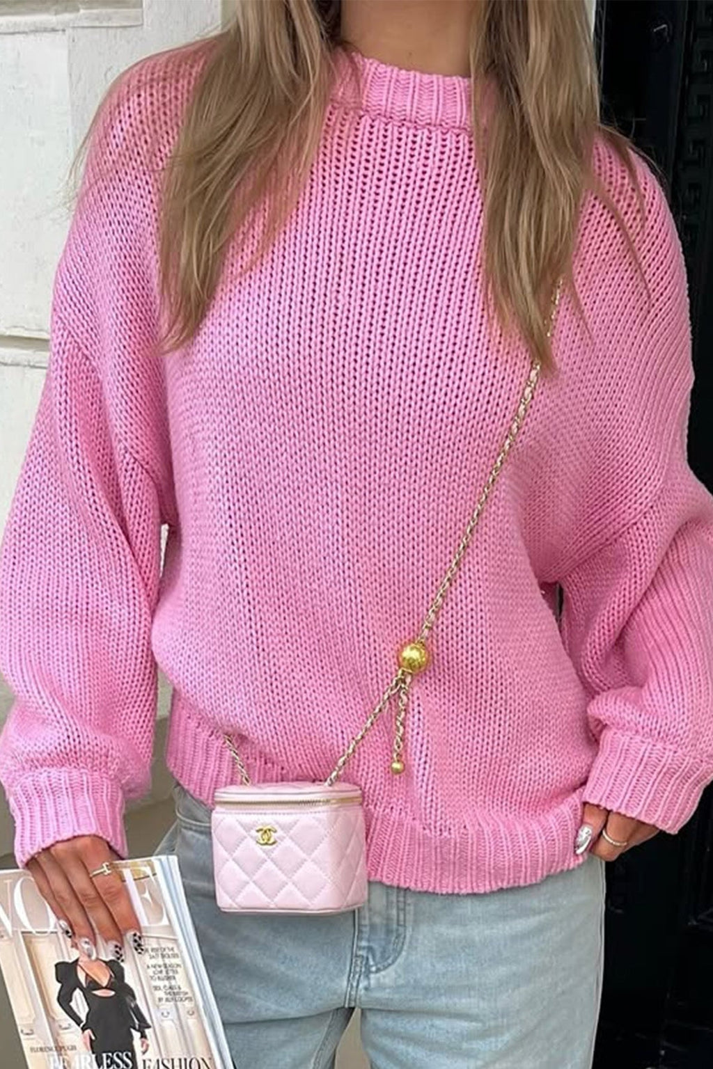 Amanda svetr na vrstvení s kulatým výstřihem