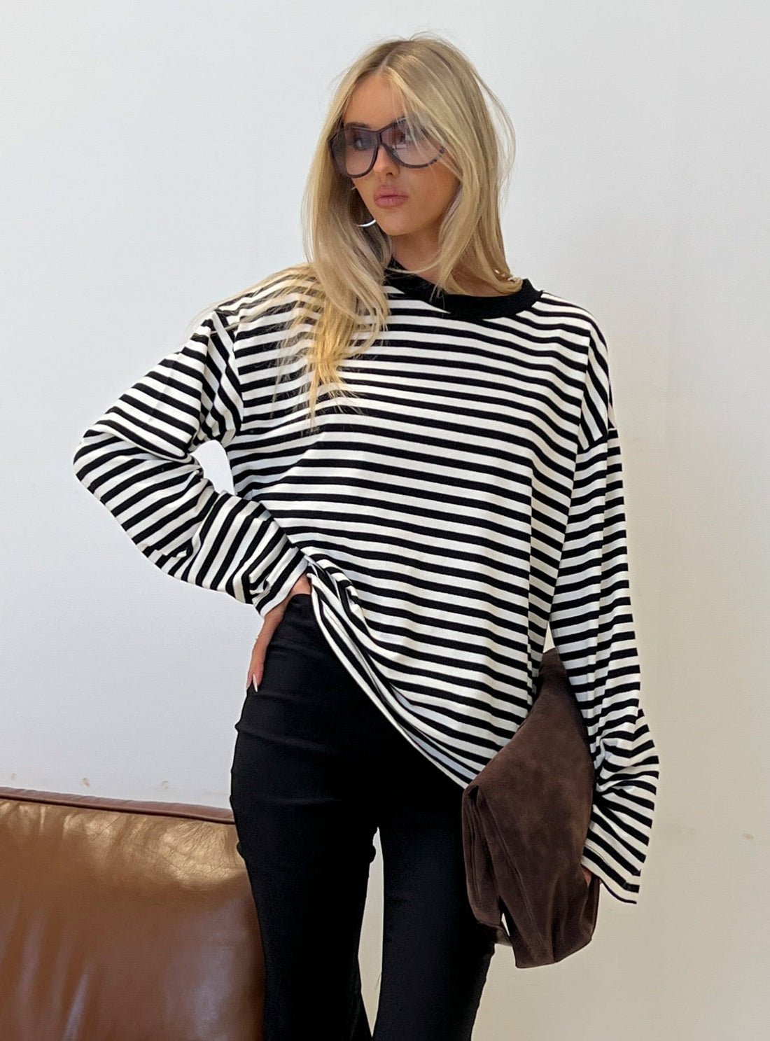Vivien pruhovaný oversized pletený svetr