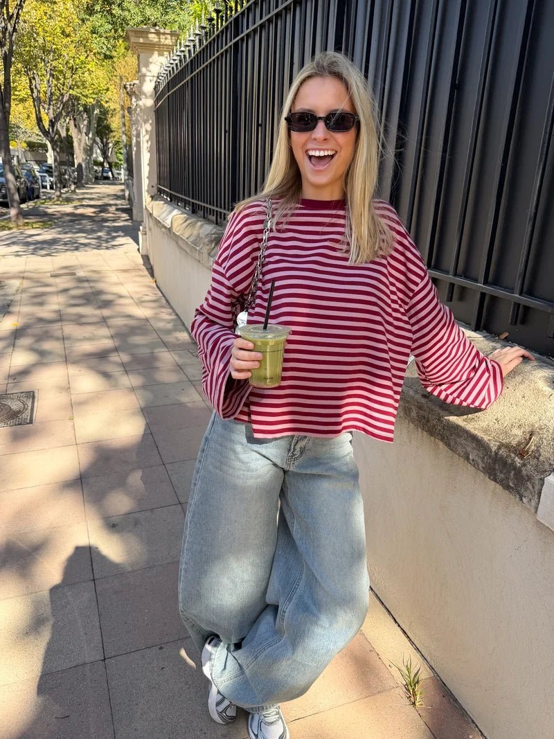 Vivien pruhovaný oversized pletený svetr