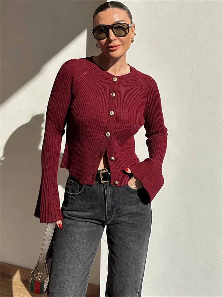 Eloisa žebrovaný pletený kardigan s dlouhým rukávem
