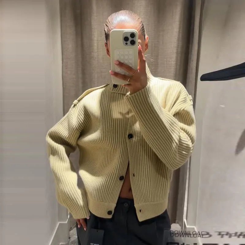 Kylie pletený kardigan s vysokým límcem