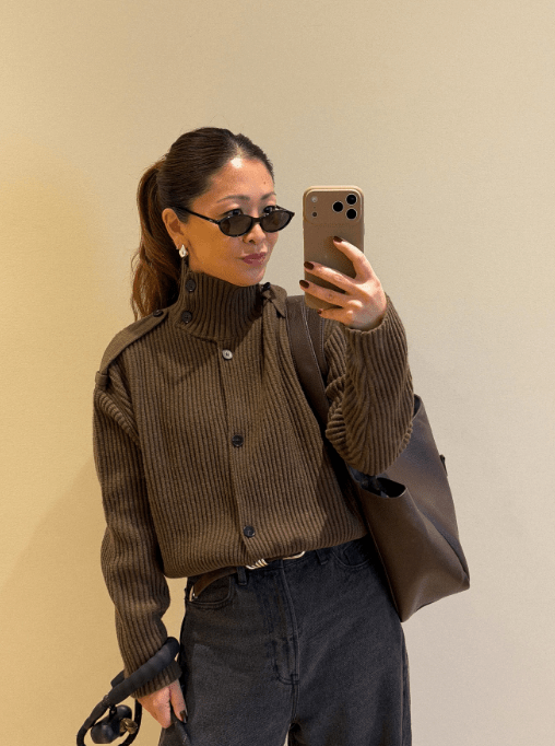 Kylie pletený kardigan s vysokým límcem