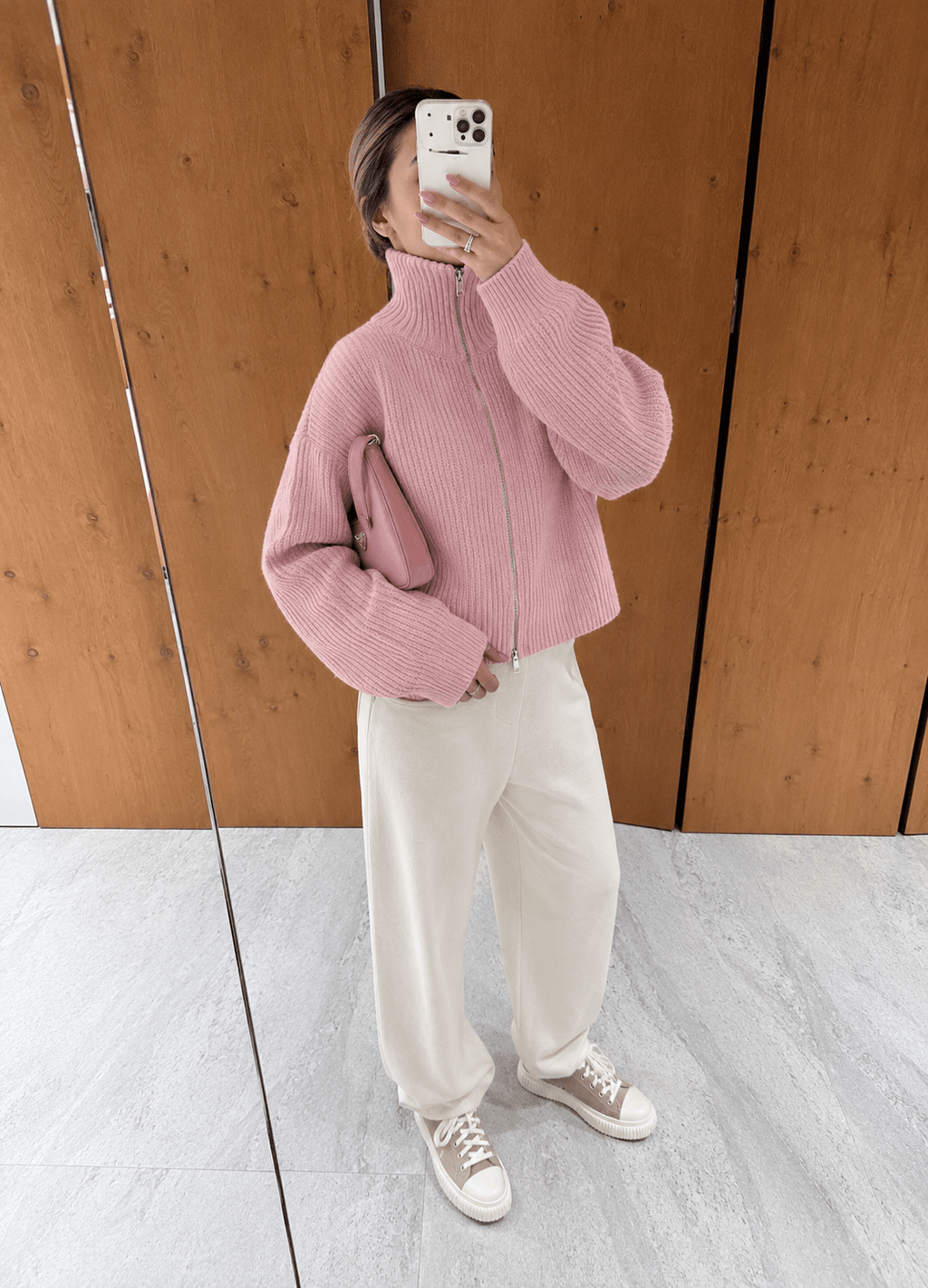 Daniela oversized žebrovaný svetr na zip