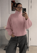 Daniela oversized žebrovaný svetr na zip