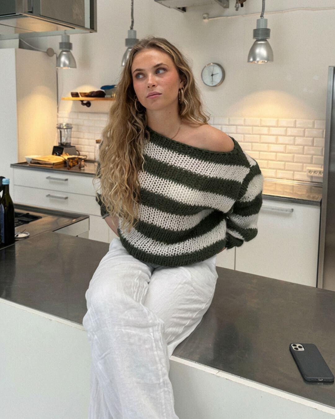 Rose pruhovaný volný svetr