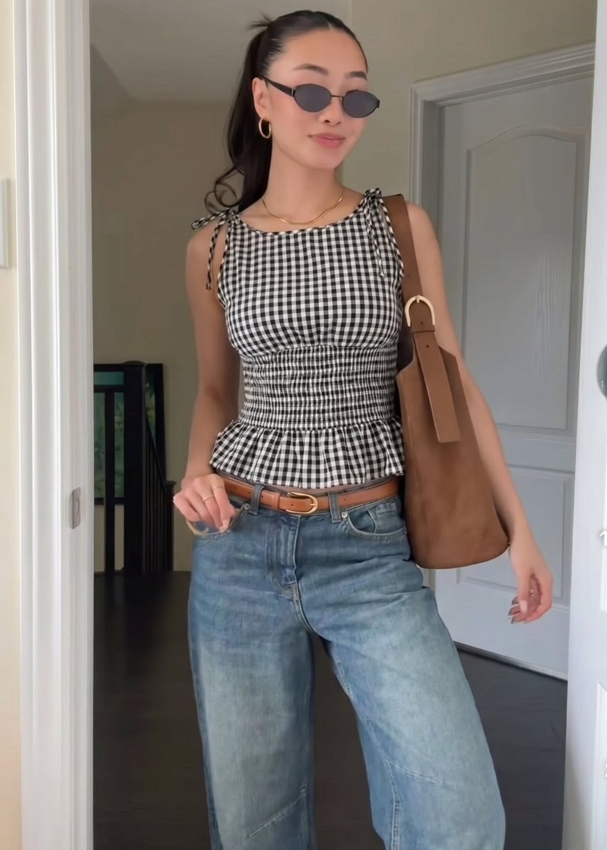 Jessica Vintage kostkovaný top bez rukávů