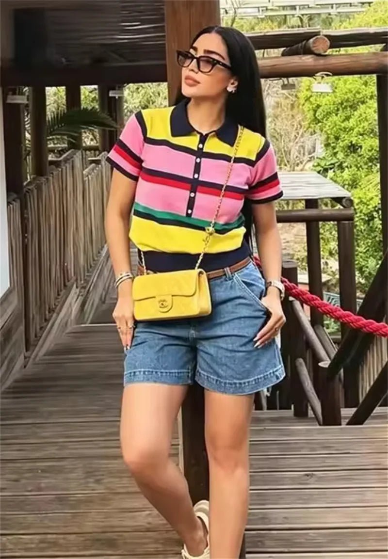 Claudia Colorblock polo pletený top