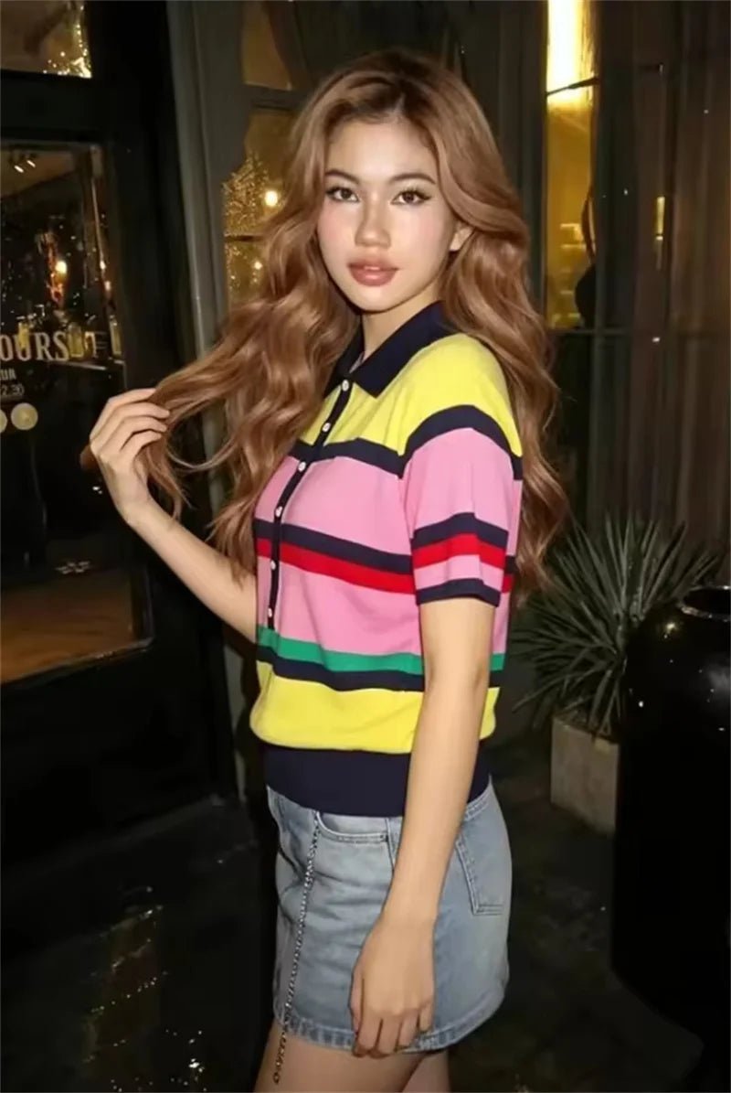 Claudia Colorblock polo pletený top