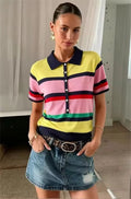 Claudia Colorblock polo pletený top