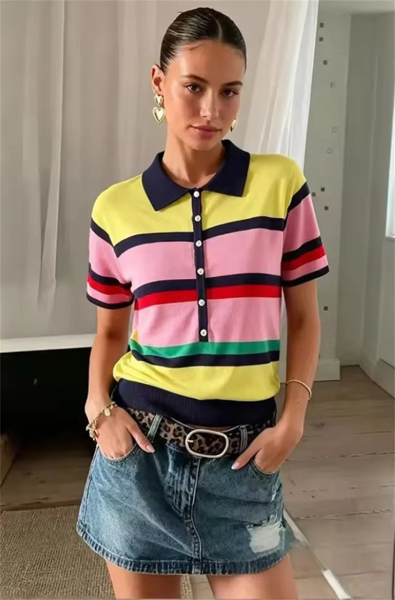 Claudia Colorblock polo pletený top