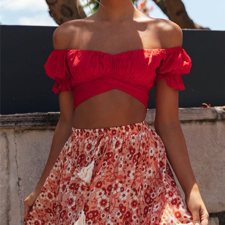 Celeste volná crop halenka s nafouklými rukávy
