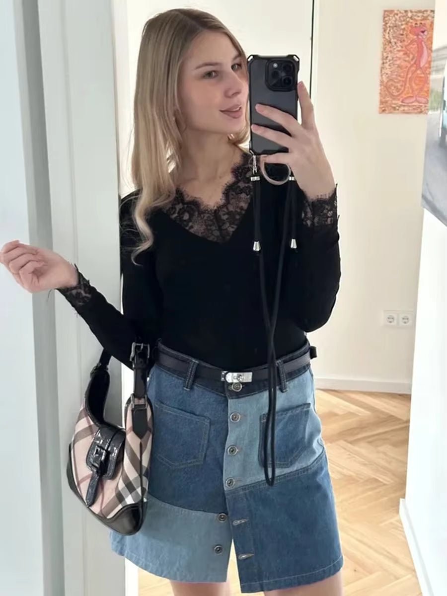 Miriam krajkový ležérní top s výstřihem do V