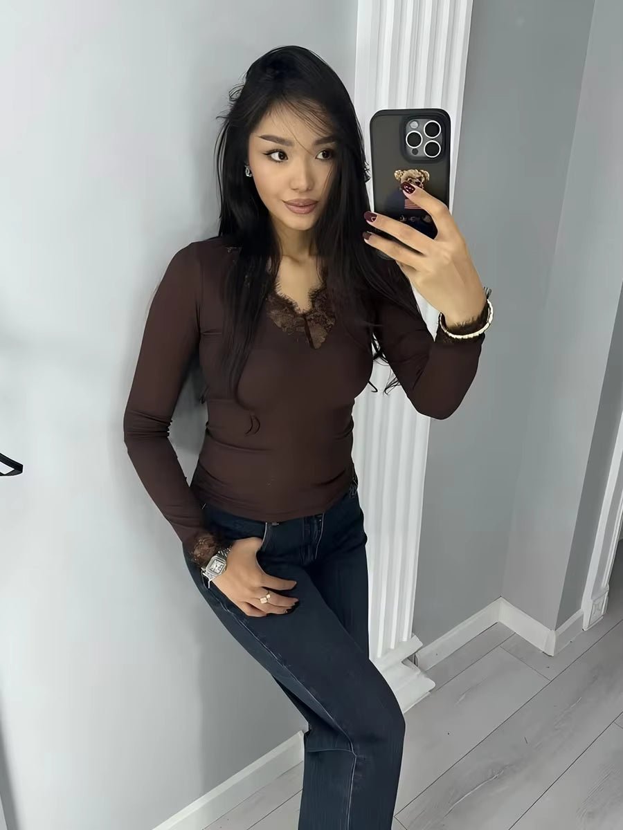 Miriam krajkový ležérní top s výstřihem do V