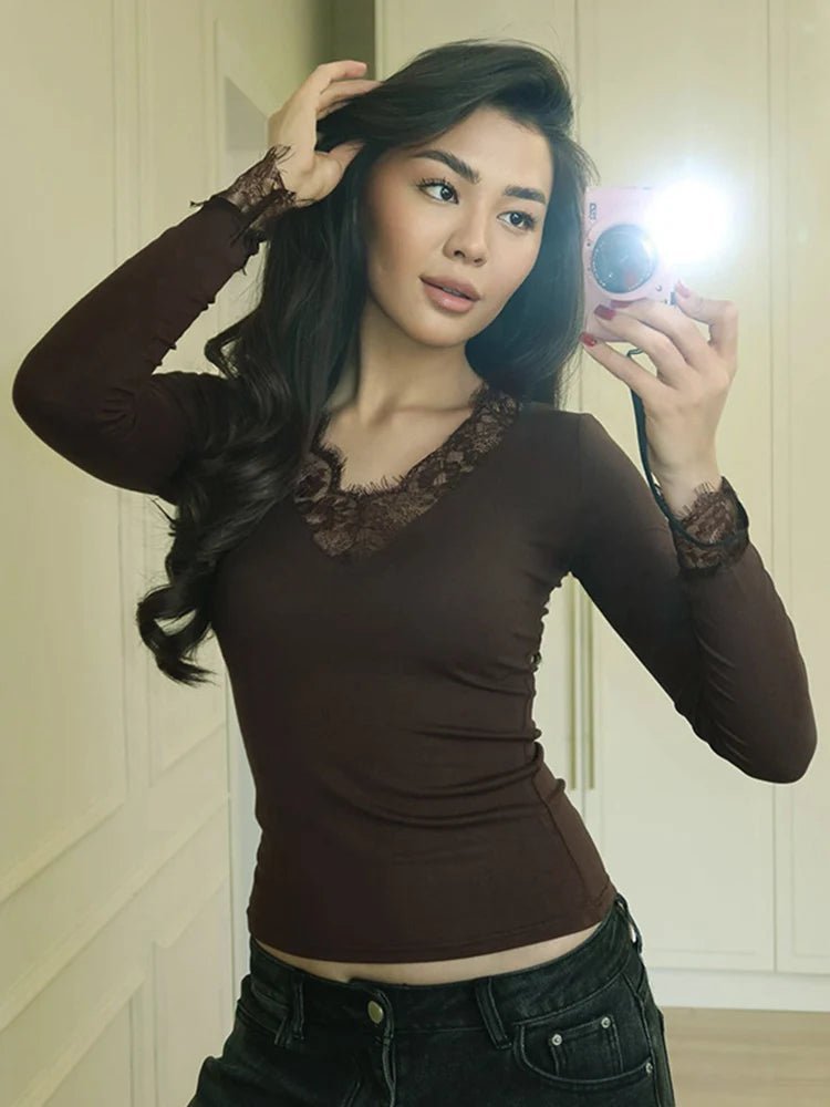 Miriam krajkový ležérní top s výstřihem do V