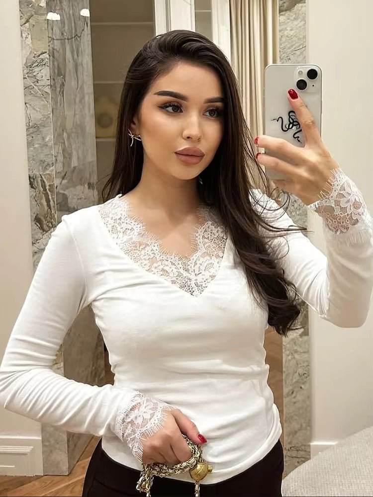 Miriam krajkový ležérní top s výstřihem do V