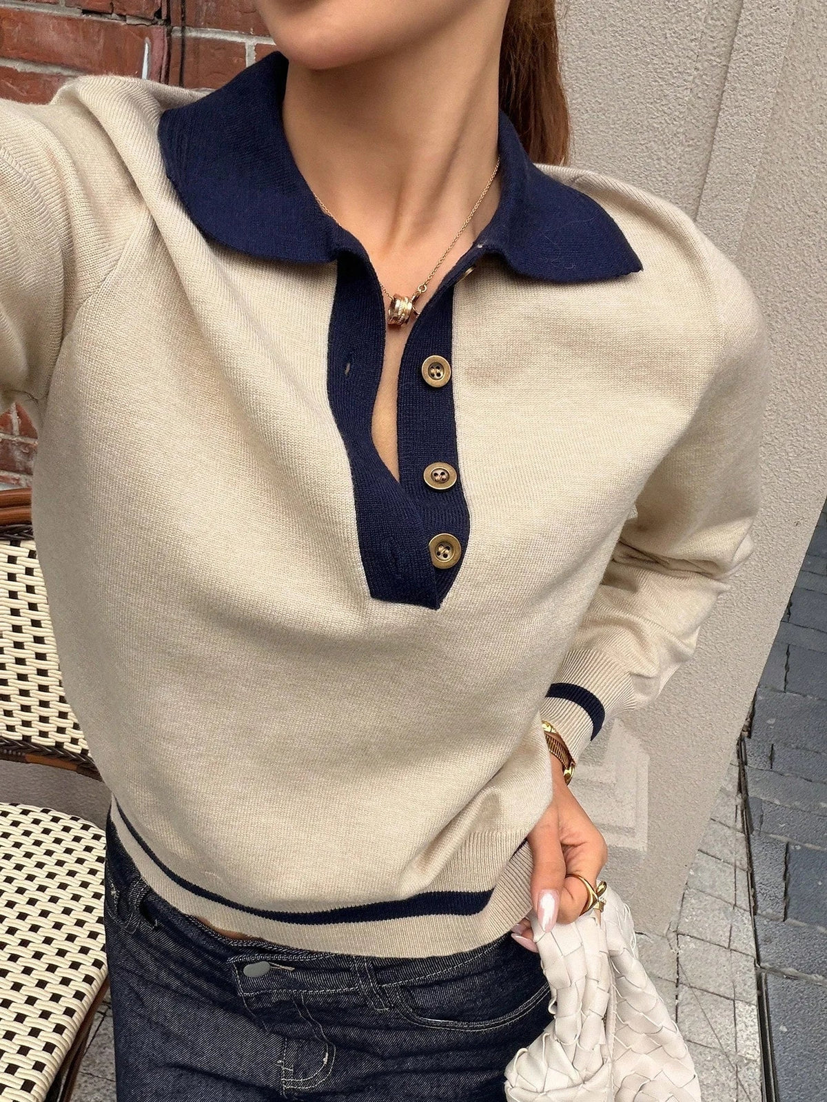 Pletený polo top Paris s barevnými bloky
