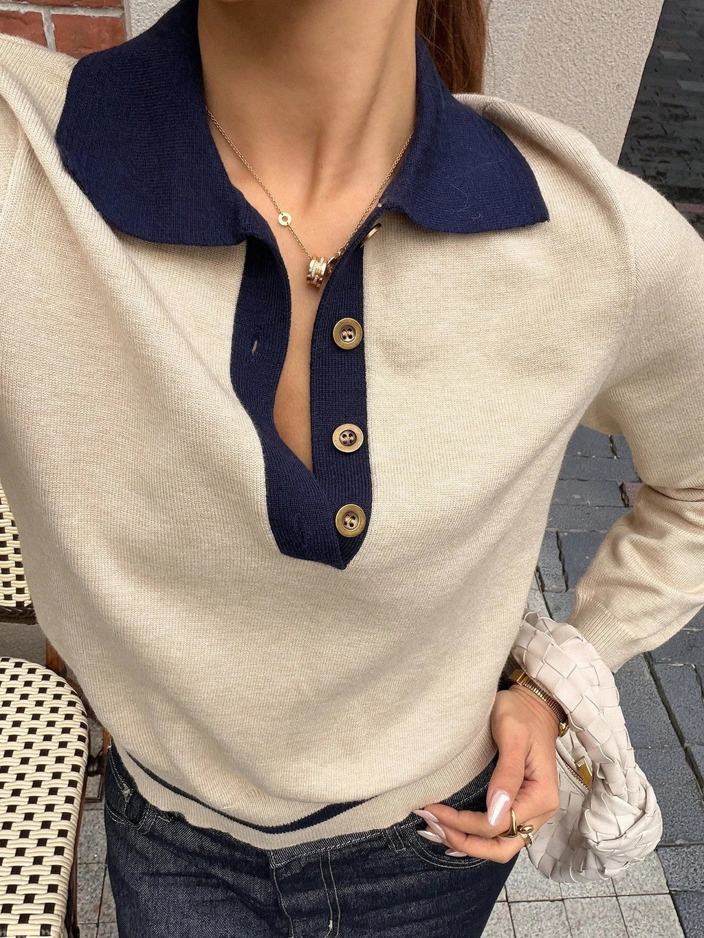 Pletený polo top Paris s barevnými bloky