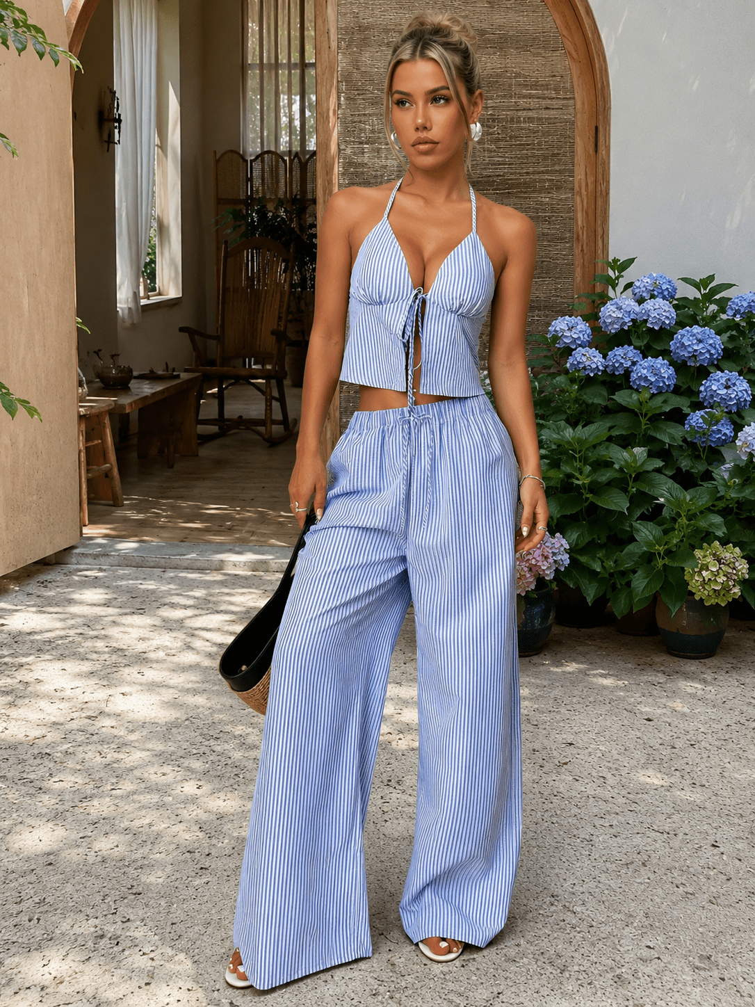 Mary pruhovaný halter top set