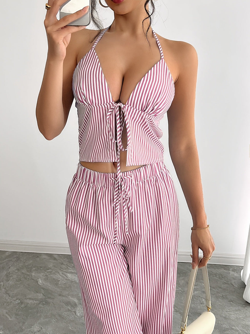 Mary pruhovaný halter top set